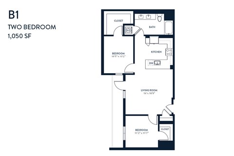 Two Bedroom B1 1050 SF - Resa Long Beach